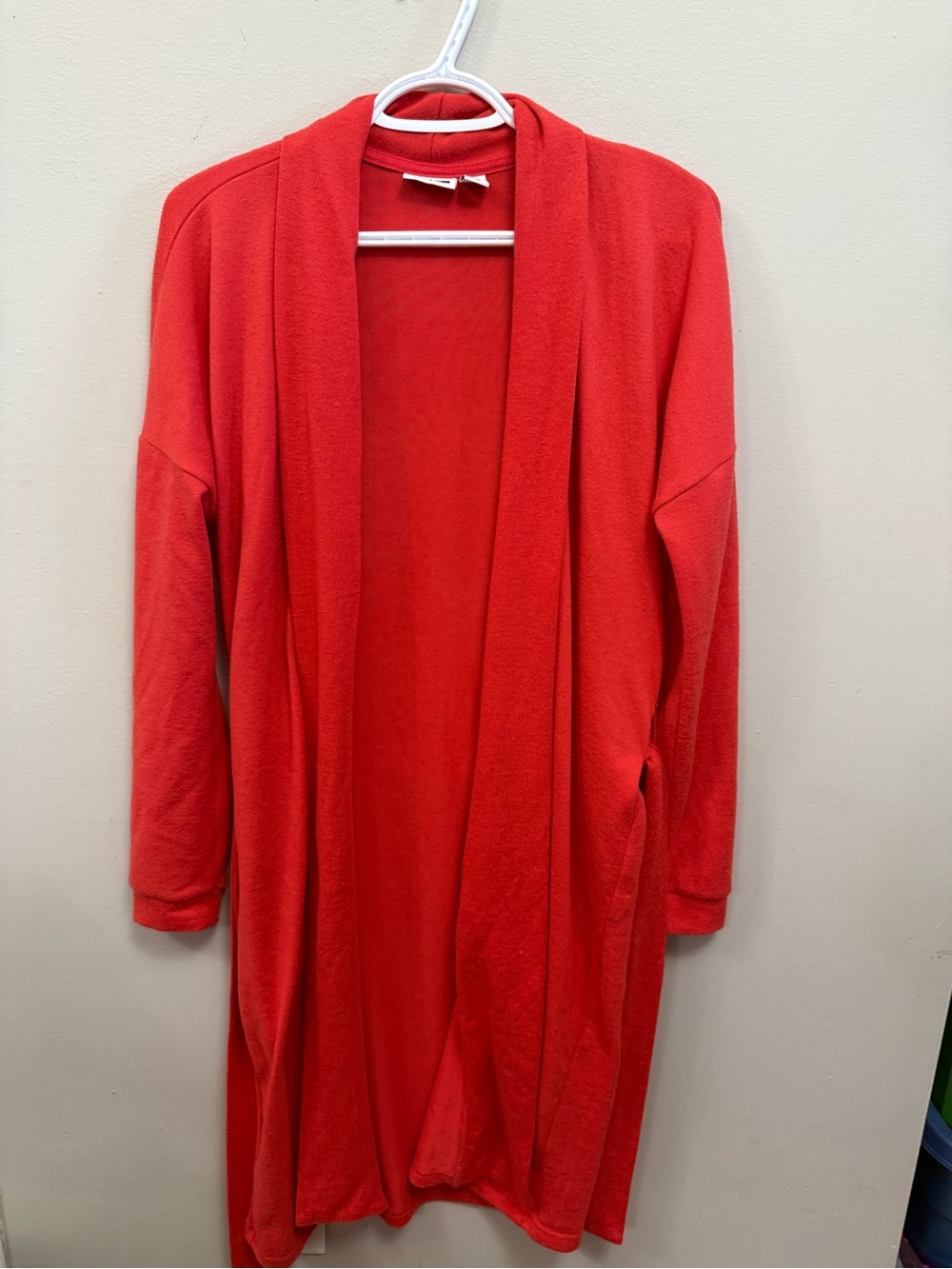 Noisy May Muted Red Open-Front Long Cardigan with belt Women's Medium